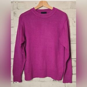 Vintage 90s Bay Club Pink Knit Sweater Womens Crew Neck Cozy Retro